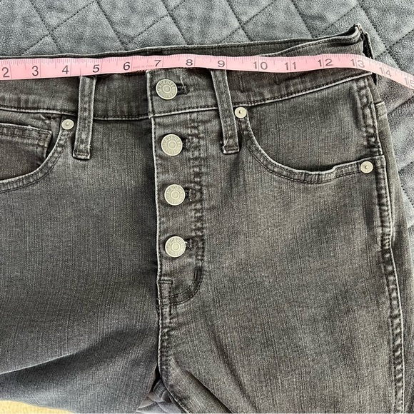 Madewell Jeans Women 27 P 10” Inch High Rise Skinny Button Fly Washed Black Clo - Picture 8 of 11